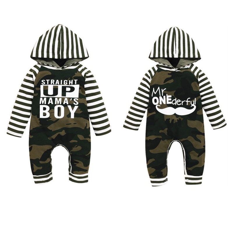 0-24M bébé garçons combinaison décontracté respectueux de la peau enfants lettre imprimer à manches longues coton à capuche barboteuse