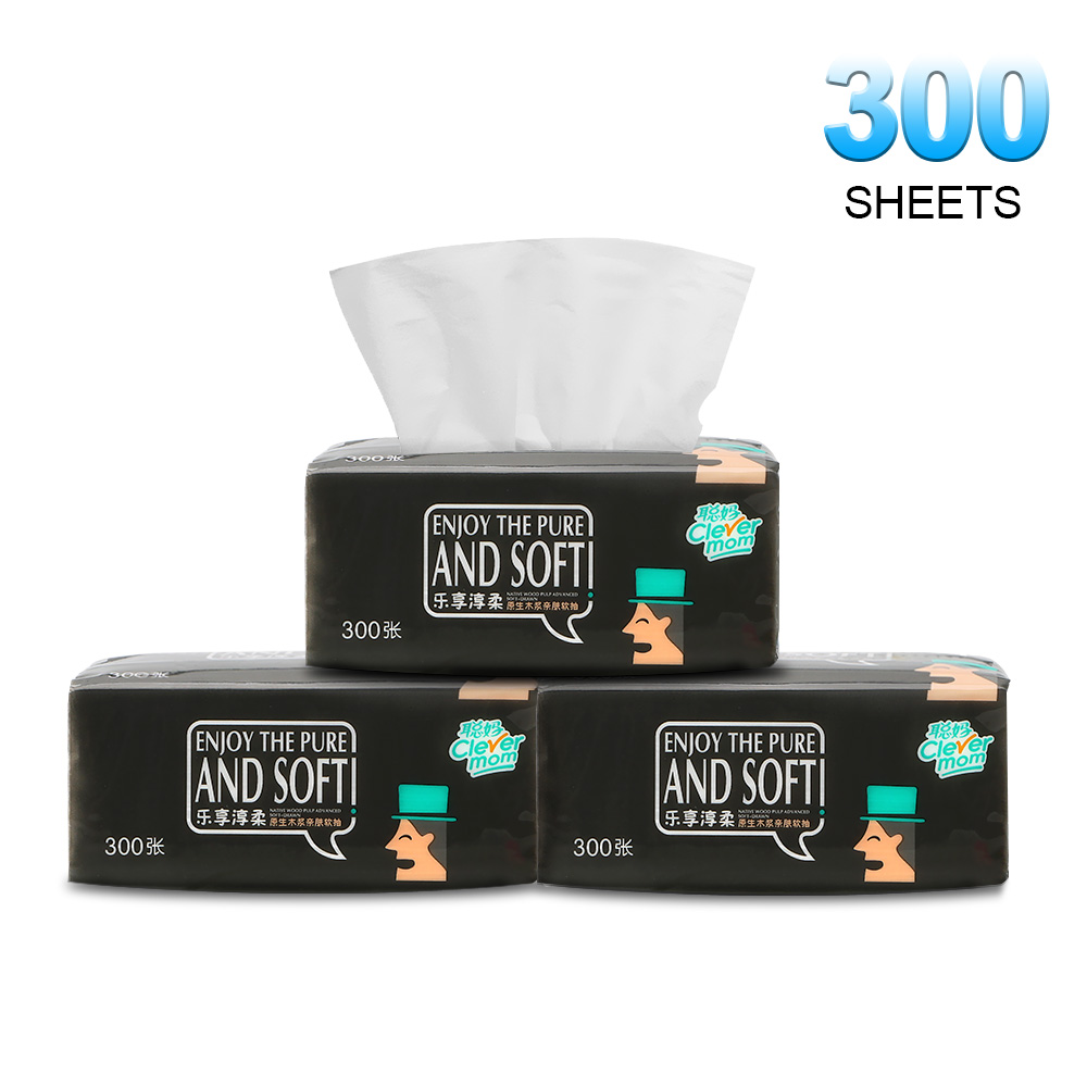 Niceyard tissue middagsbordsservietter husholdningsren træmasse papirhåndklæde engangs 3 lag 300 ark toiletpapir