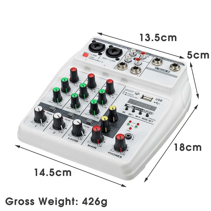 Geluidskaart Mixing Console Digitale 4 Kanalen Bluetooth O Mixer Usb