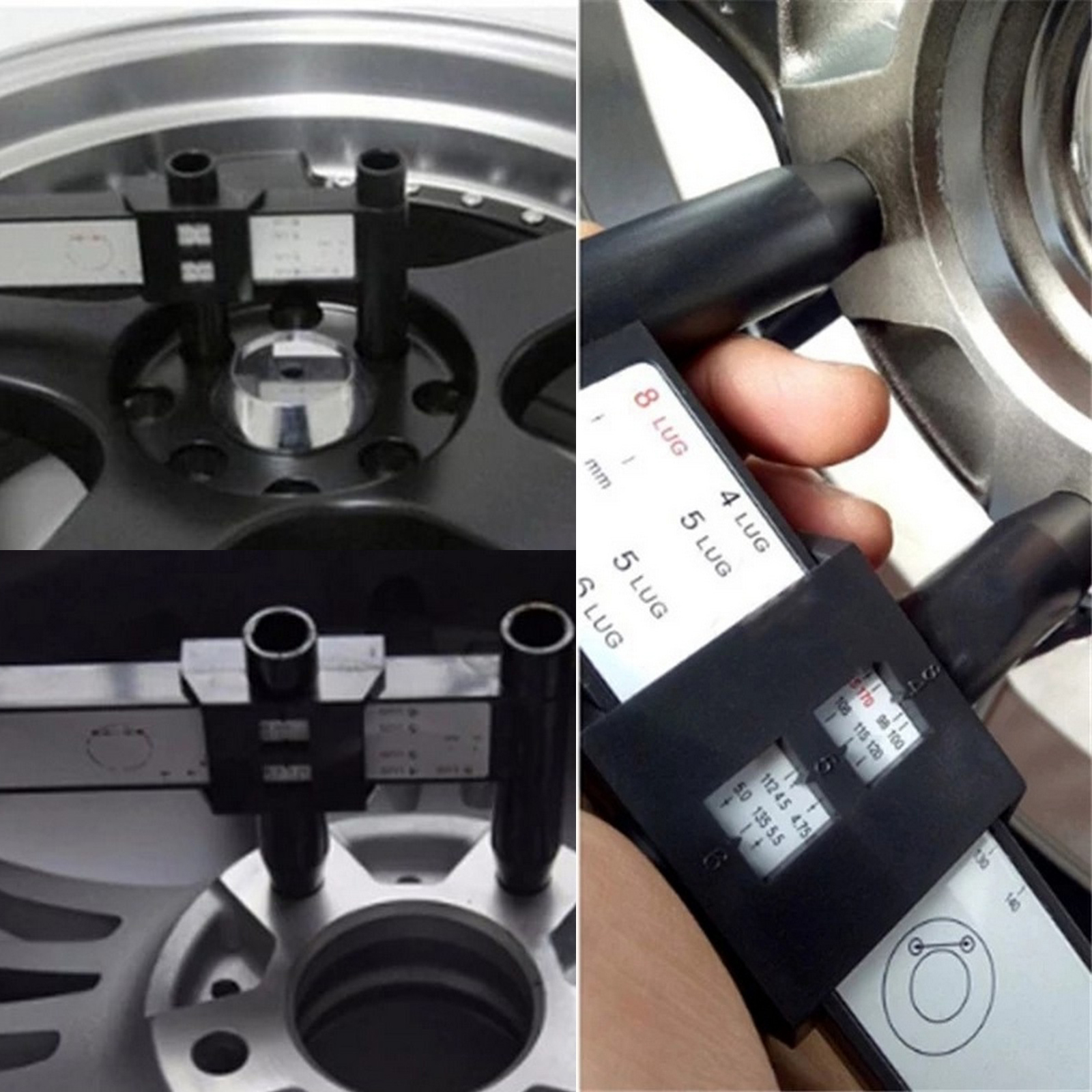 PCD Caliper Sliding PCD Gauge Ruler 8LUG Hub Hole Distance Measuring Tool Hub Gauge To Hole Distance Gauge Bucket Step Guide