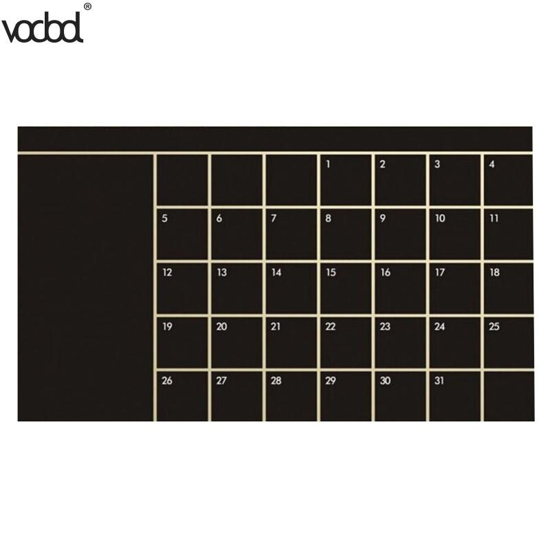 92 x 60cm måneders kalender tavle tavle aftagelig planner wallstickers black board skole vinyl decals kontorartikler