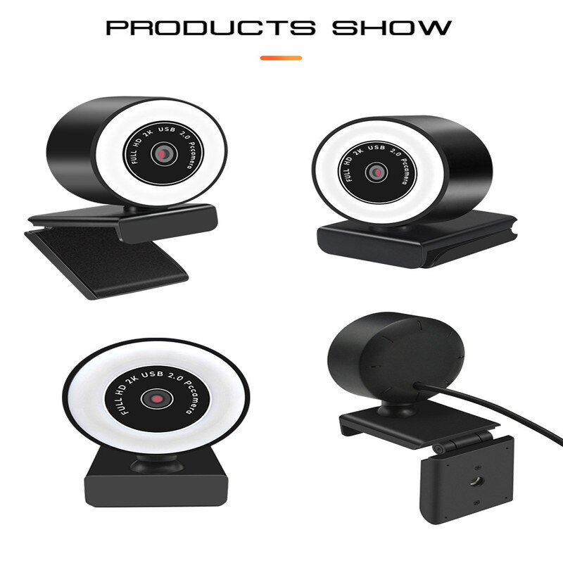 2K Autofocus PC Computer Webcam 1080p Camera HD Fill Light USB2.0 Drive-Free Can Rotate And Adjust Desktop Live Web Camera