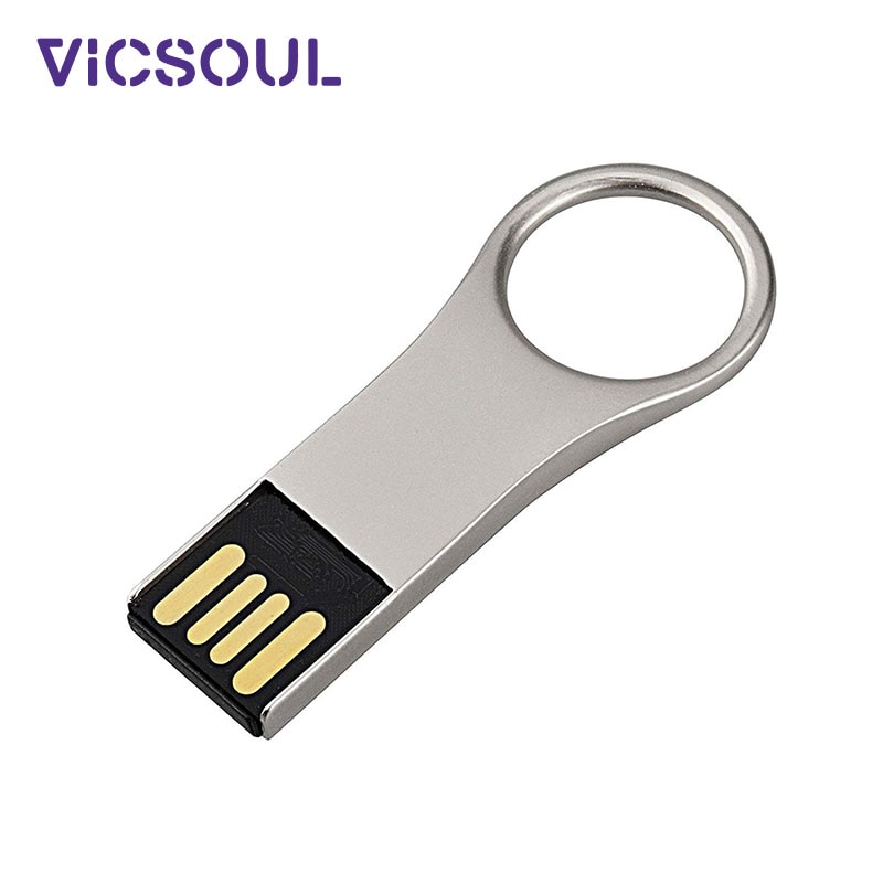 VicSoul USB Flash Drive Metalen Sleutel Vormige USB Stick Waterdicht Memory Stick 16 Gb 32 Gb 64 Gb 128 Gb pen Drive USB 2.0 Sliver