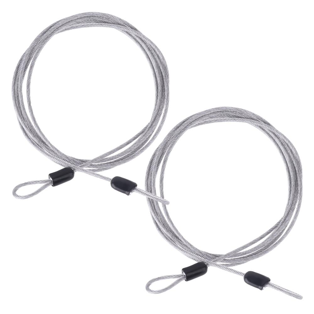 2 Veiligheid Loop Kabel Fietsen Lock Sluiting Zware Bagage Tas Veiligheid Draad Herbruikbare Dubbele Lus Anti Diefstal Vaste metalen Touw: Silver