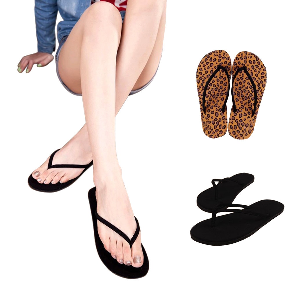 Women Summer Leopard Print Flip Flops Casual Shoes Slip Outdoor Sandals Ladies Summer Casual Beach Slipers Босоножки #T1P