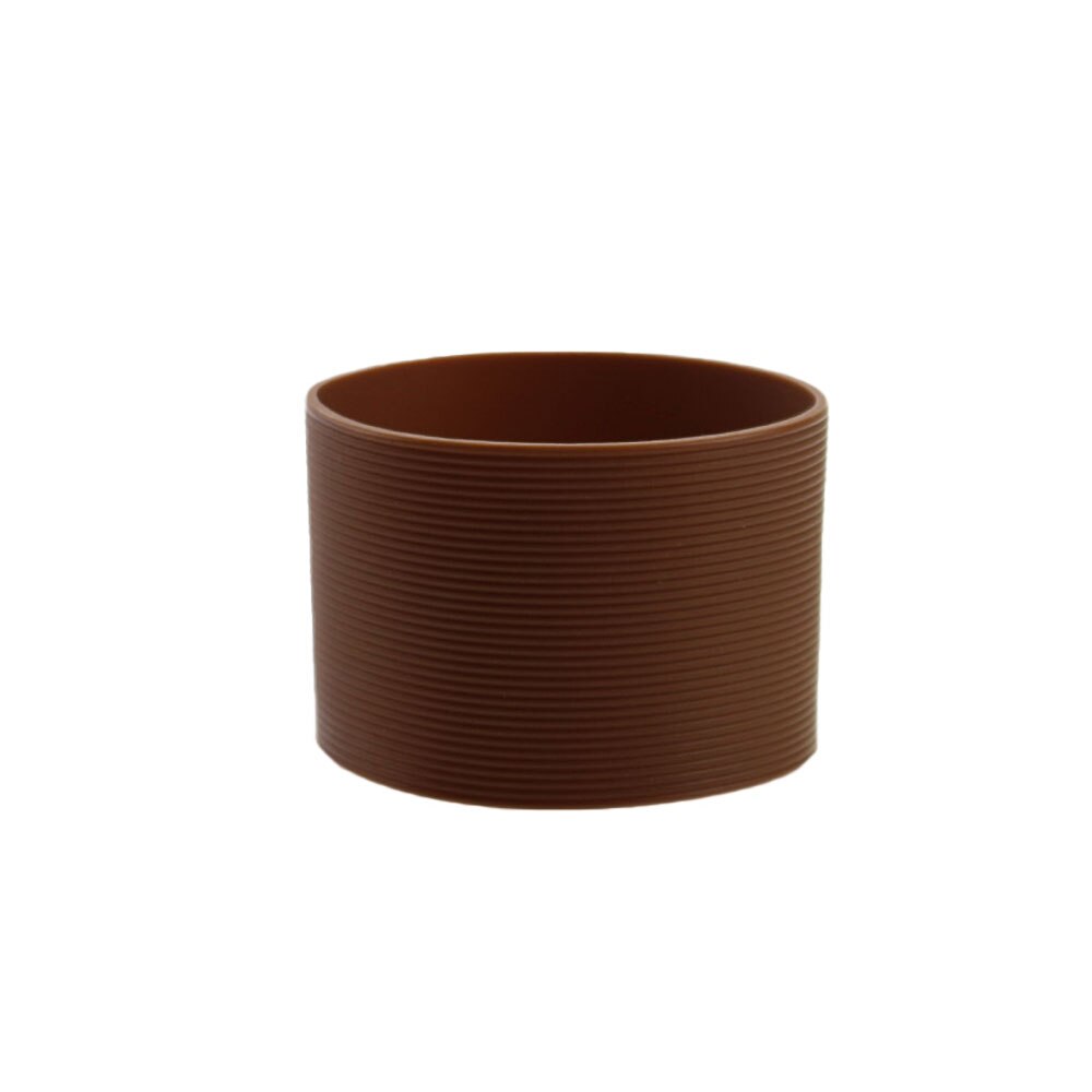 Silicone world 6.5CM tazza di vetro in Silicone tazza antiscivolo manica isolamento antiscivolo copertura protettiva striscia orizzontale copertura isolante: Brown