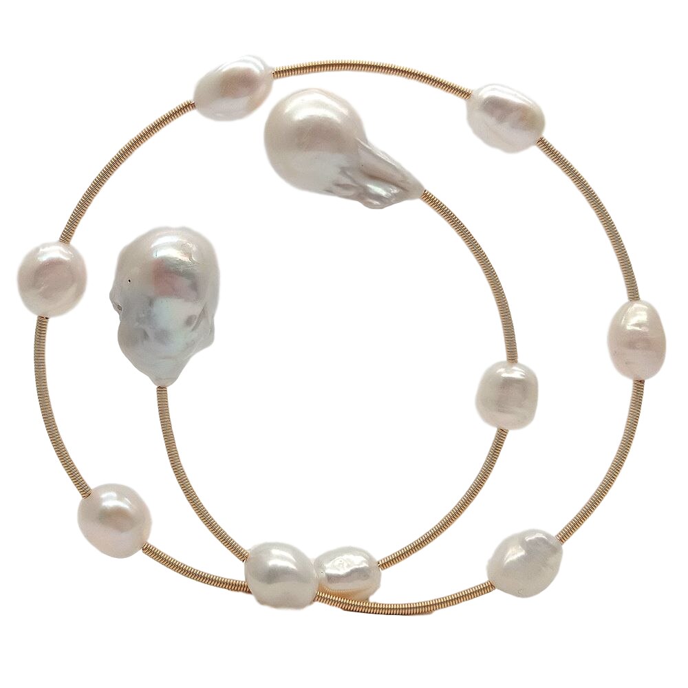 White Baroque Freshwater Pearl Keshi Pearl Adjustable Bracelet