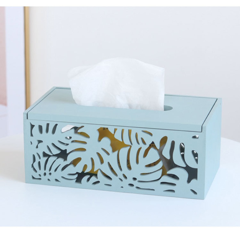 Simple Wooden Tissue Box Container Hollow Napkin Storage Box Home Office Restaurant Desktop Decor Tissue Dispenser Organizer