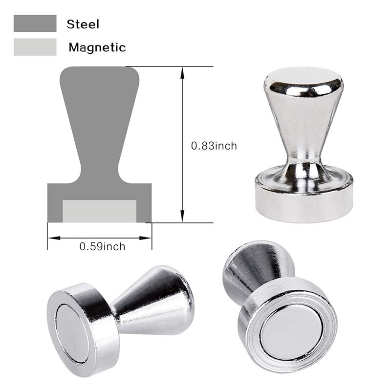 Push Pins 20 Pack ,Brushed Nickel Push Pin Strong Magnets With 25 Sheets Inkjet Sticker Paper,Printable Paper Label