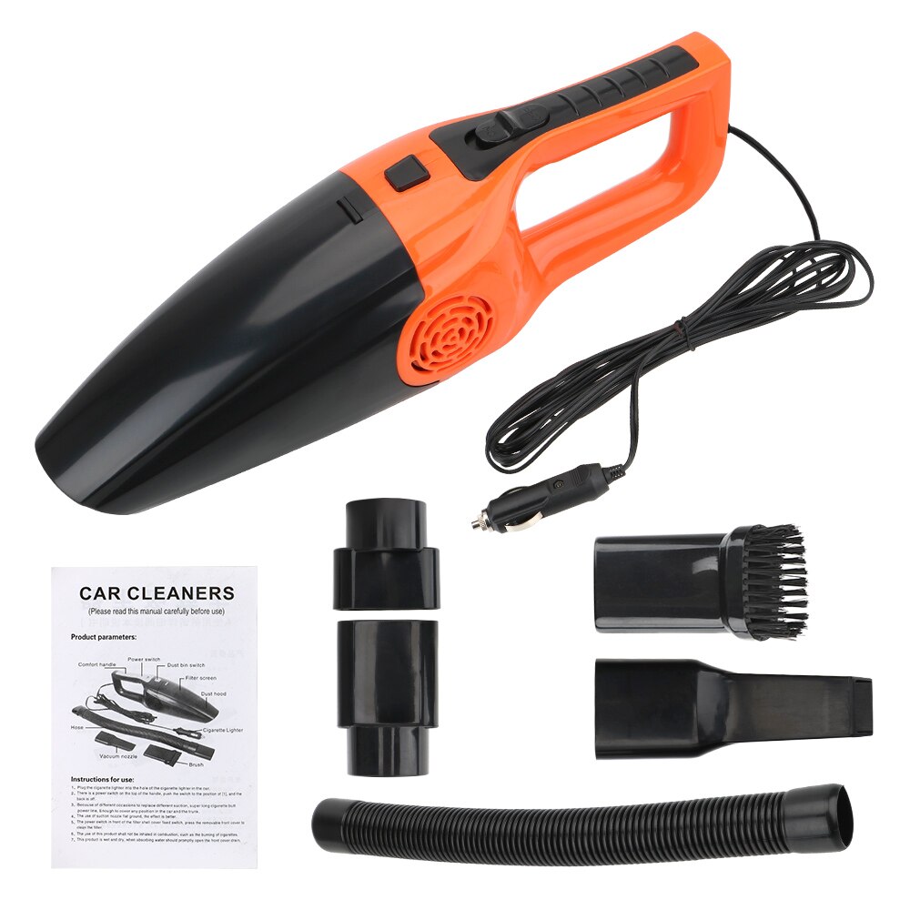 Mini aspiradoras de mano para coche, 12V, 120W, Alta succión, en húmedo y seco, de doble uso, accesorios portátiles para coche: Orange
