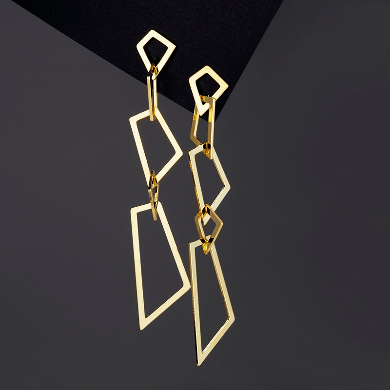 Pendientes colgantes de Metal de Color dorado , pendientes largos geométricos huecos para mujer, joyería para banquete, de