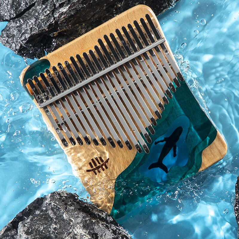 21 Key Thumb Piano Solid Beech Epoxy Resin Portable Kalimba Mbira Sanza With Tuning Hammer Keyboard Musical Instrument