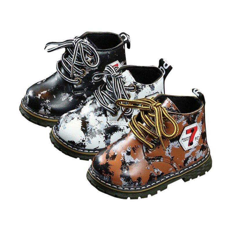 Warm Winter Baby Camo Snow Boots shoes PU Little Boys Girls Non-slip Soft Bottom Outdoor Boots Toddler Boys Martin Shoes