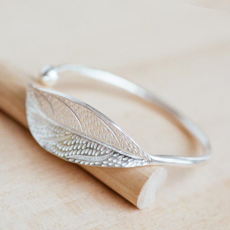 Creatieve Prachtige Mode Populaire 925 Sterling Zilveren Sieraden Persoonlijkheid Handgemaakte Kunst Bladeren Vrouwelijke Armbanden SB66