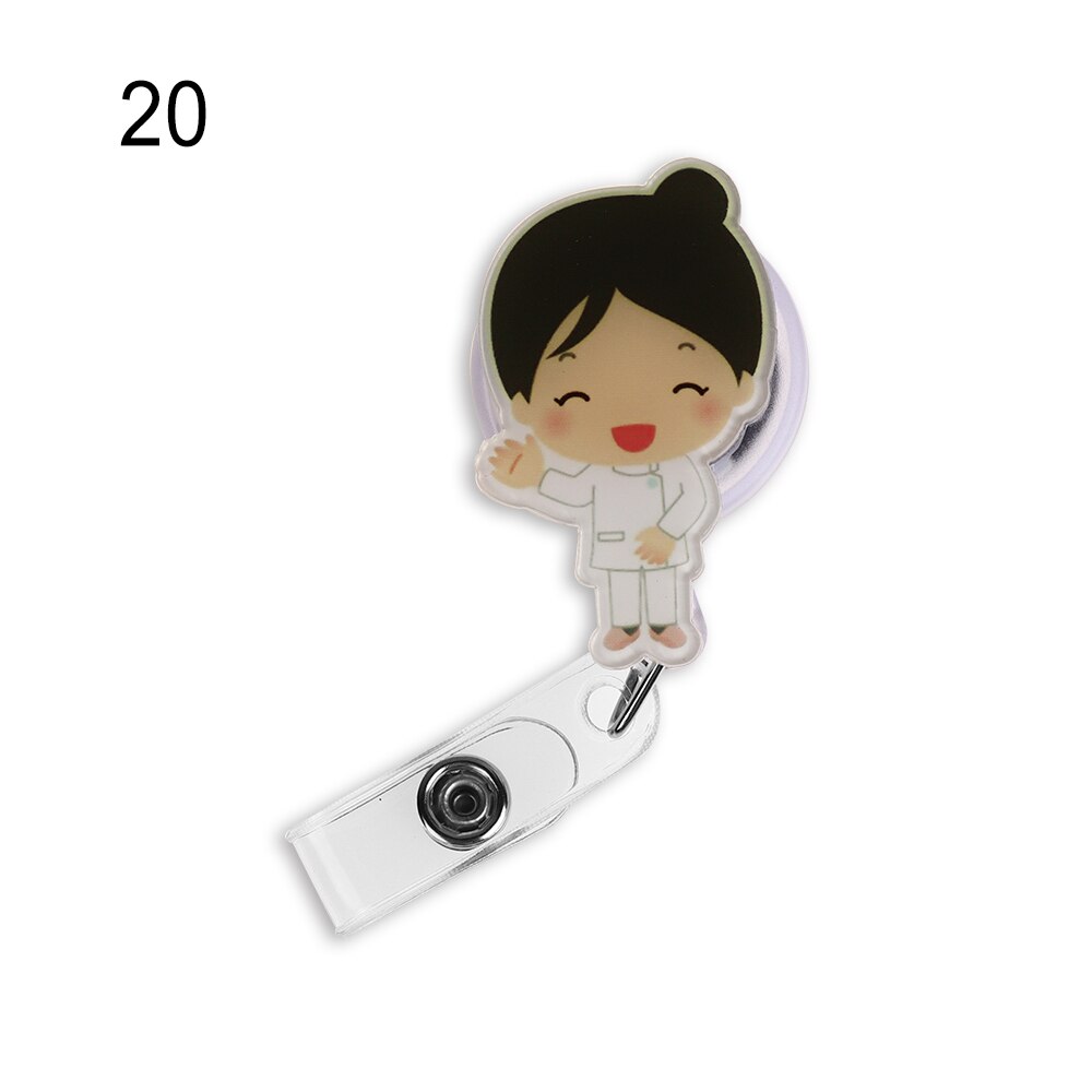 Una unidad de Mini insignia retráctil de dibujos animados, cordón para el carrete de Clip de enfermera, Tarjeta De Nombre de identificación, soporte, Clip, patrón de estudiante, insignia de enfermera, Clip: 20