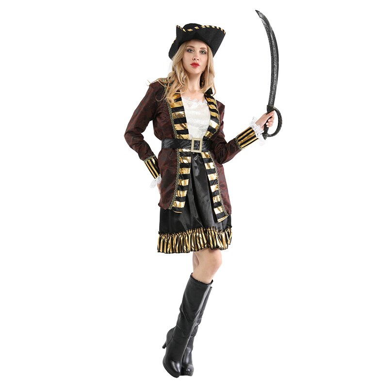 Umarden Fantasia pareja de Piratas del Caribe traje de bucanero mujeres hombres Halloween Purim carnaval vestido de lujo