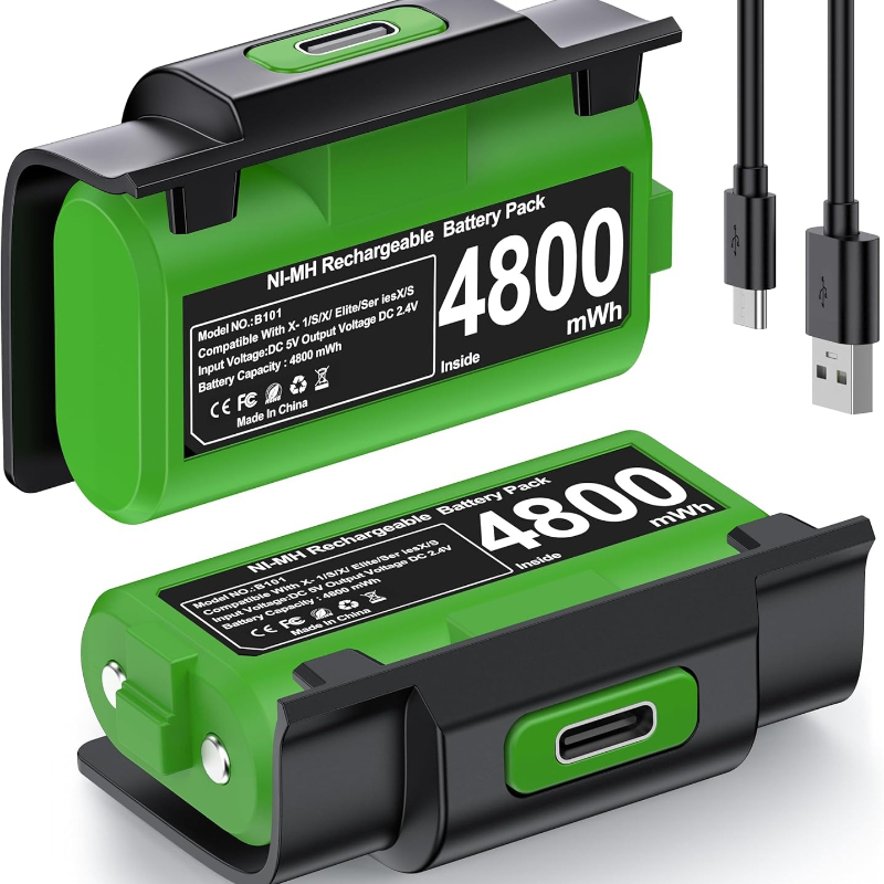 BEBONCOOL B100 2x4800mWh Batteria ricaricabile per Xbox Series X/S/Xbox One S/X Batteria controller con cavo di ricarica: 5600 milioni