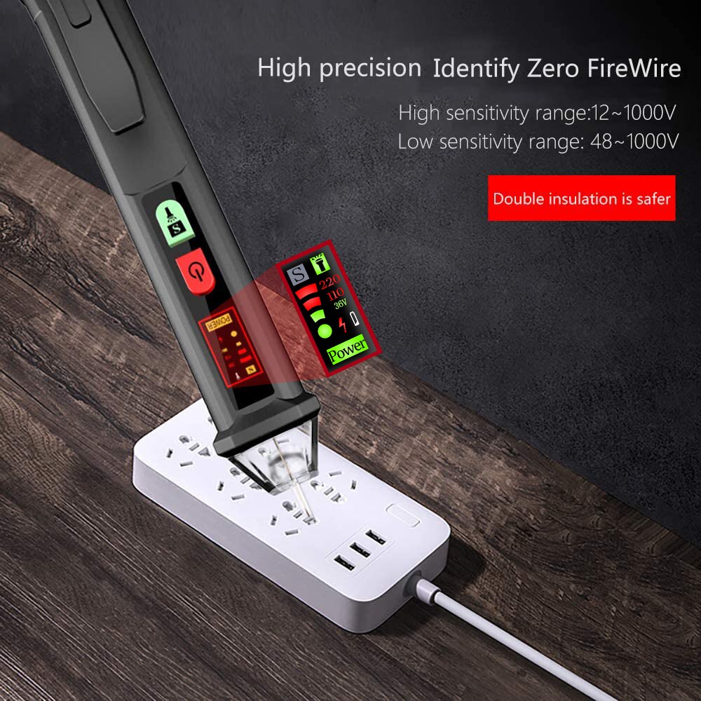 Digital Non-contact Voltage Tester Pen High Sensitivity AC Voltage 12V/48V～1000V Tester Alarm with Flashlight