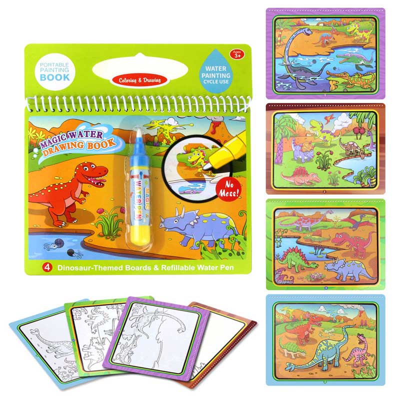 COOLPLAY Acqua Magica Disegno Libro Da Colorare Libro Libro di Doodle & Magic Pen Pittura Tavolo Da Disegno Per Bambini Giocattoli Regalo Di Compleanno: E Dinosaur world