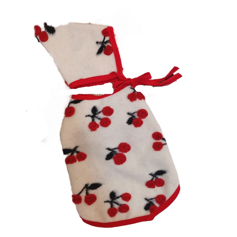 Söt körsbär hund väst vinter fransk bulldog kläder mops kläder med hatt mössa pudel schnauzer frenchies hund kostym husdjur outfit
