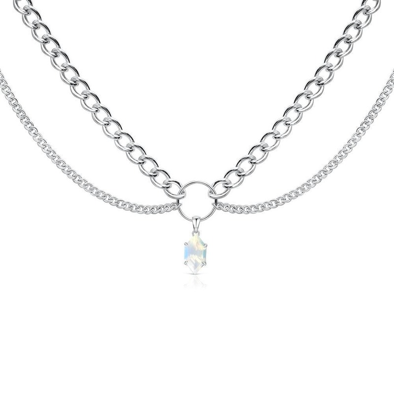 Nuovo arrivo due colori collana corta moda donna temperamento semplice multistrato collana opale catena clavicola per regalo donna