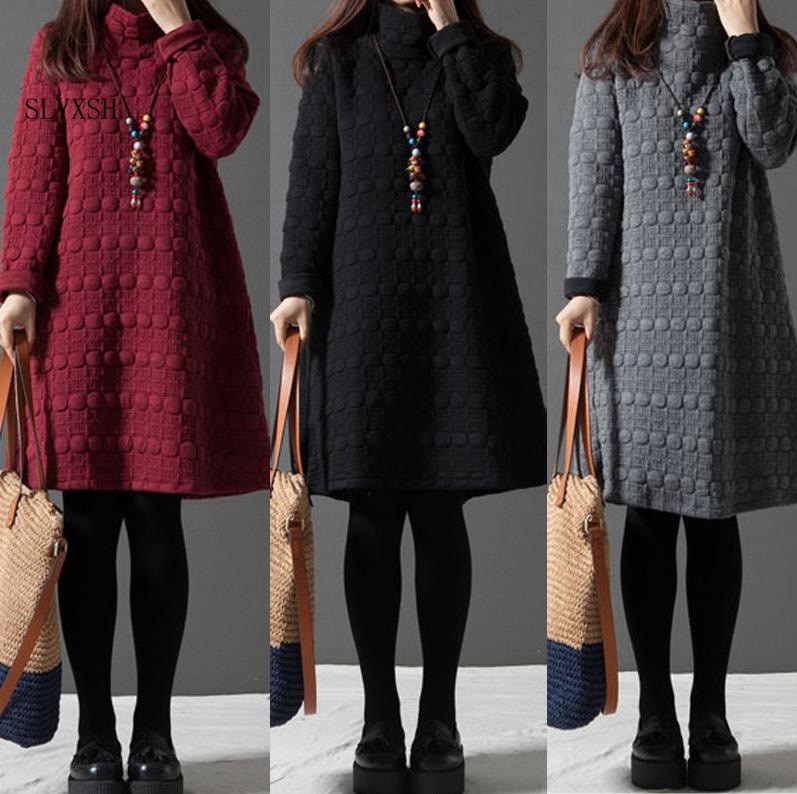 2022 Turtleneck Loose Maternity Dresses Fall Winter Maternity Clothes Thick Pregnant Women Lactation Vestido Plus Size