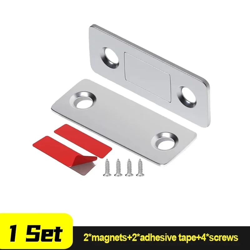 Strong Magnetic Cabinet Catches with Screws Ultra-Thin Door Magnets Stops Invisible Adhesive Drawer Closer Latches for Furniture: Nickel