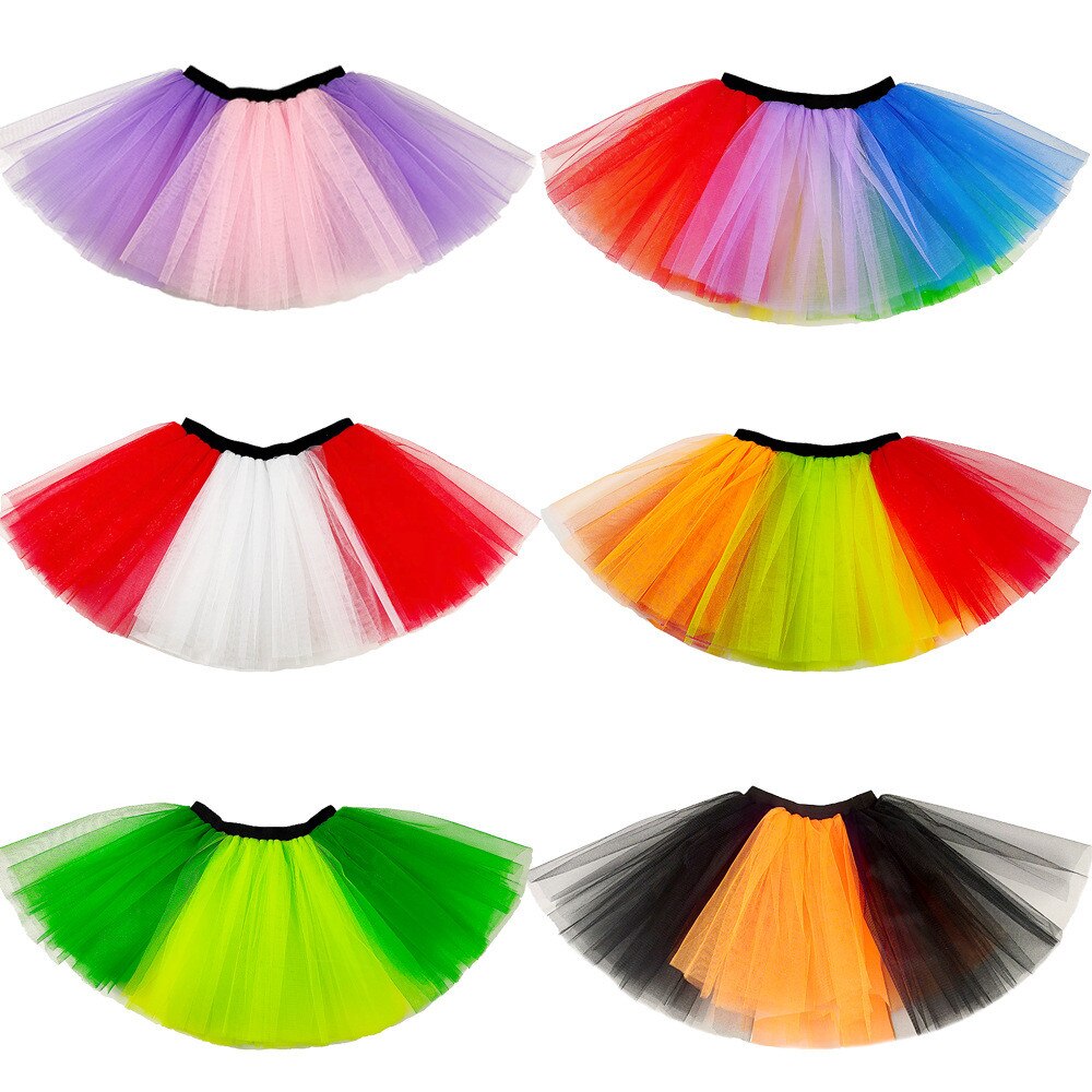 Gonna da donna arcobaleno Tutu ragazza balletto elastico Dancewear tutus Mini Tutu gonna fata gonna in Tulle verde madre figlia abito da ballo