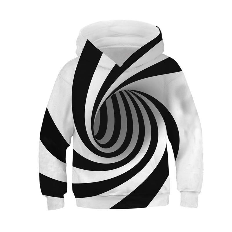Spring Fall Teen Boy Girl 3D Artist Sweatshirt Cloth Kid Hooded Striped Print Casual Hooded Child Clothes 10 11 12 Year: White / M Fit 8-9 Year