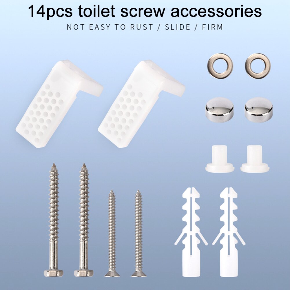 14pcs/set Foot Mounting Fixing Bolts L Shaped Accessories Toilet Screws Bathroom Heavy Duty Fixture Replacement Parts Base Tools