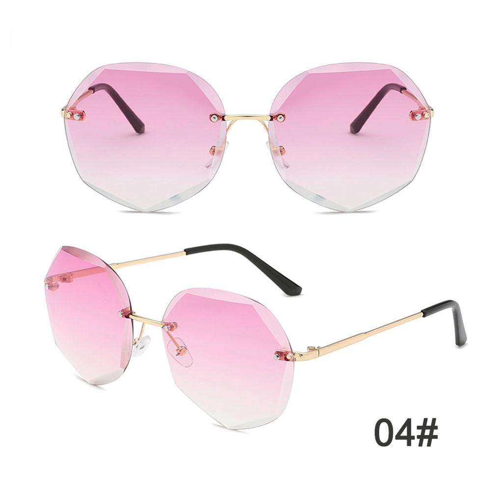Women Polygon Rimless Sunglasses Metal Anti Ultraviolet Marine Film Sunglasses: 04