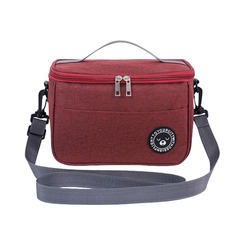 Size Kleine Voedsel Thermische Lunchbox Tas Duurzaam Waterdicht Kantoor Koeler Lunchbox Organisator School Kids Geïsoleerde Case Met Riem: Burgundy