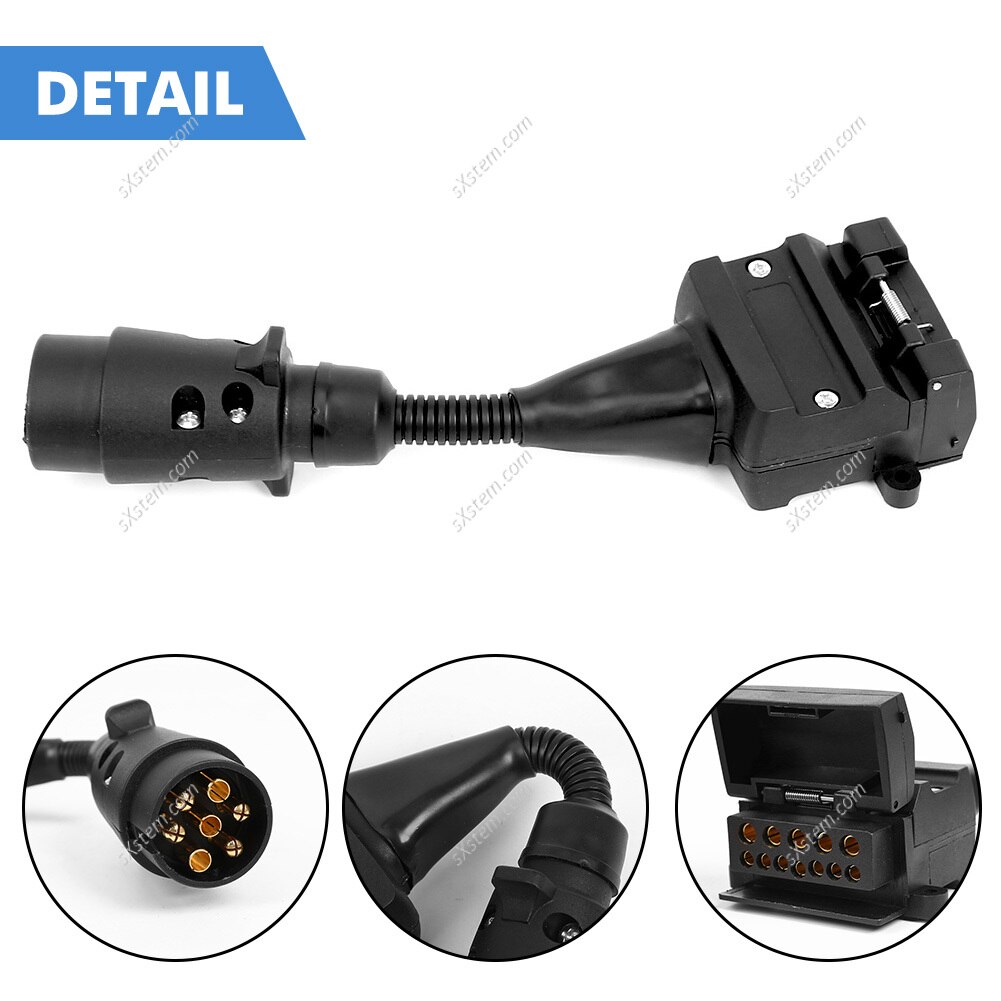 CAR Trailer Adaptor Plug- 7 Pin round Male Plug to 12 Pin Female Flat Caravan