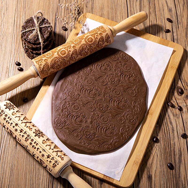Valentine's Day DIY Christmas Embossing Rolling Pin Various pattern Baking Cookies Biscuit Fondant Cake Dough Engraved Roller