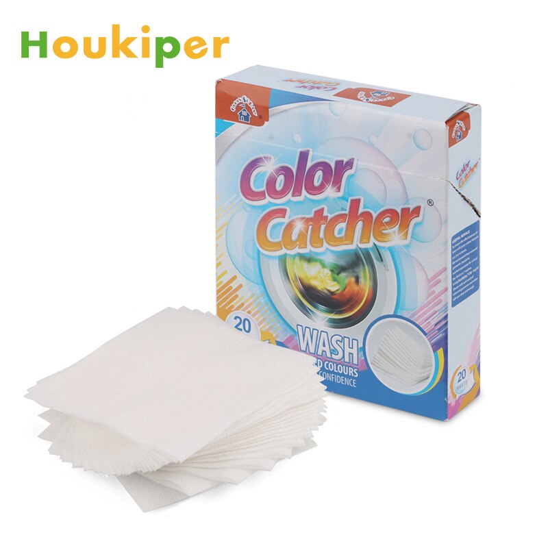 Houkiper 20 Sheets Anti Cloth Dyed Leaves Laundry Color Run Remove Sheet Color catcher in Washing Machine Protect The Clothes