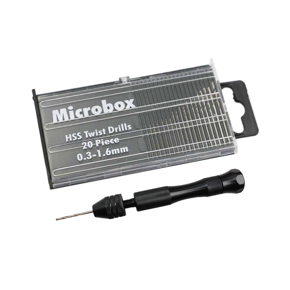 0.3-3.2mm en aluminium Mini Micro manuel perceuse à main ensembles mandrin sans clé + 20 forets hélicoïdaux pcsHSS ensemble outils de foret à bois