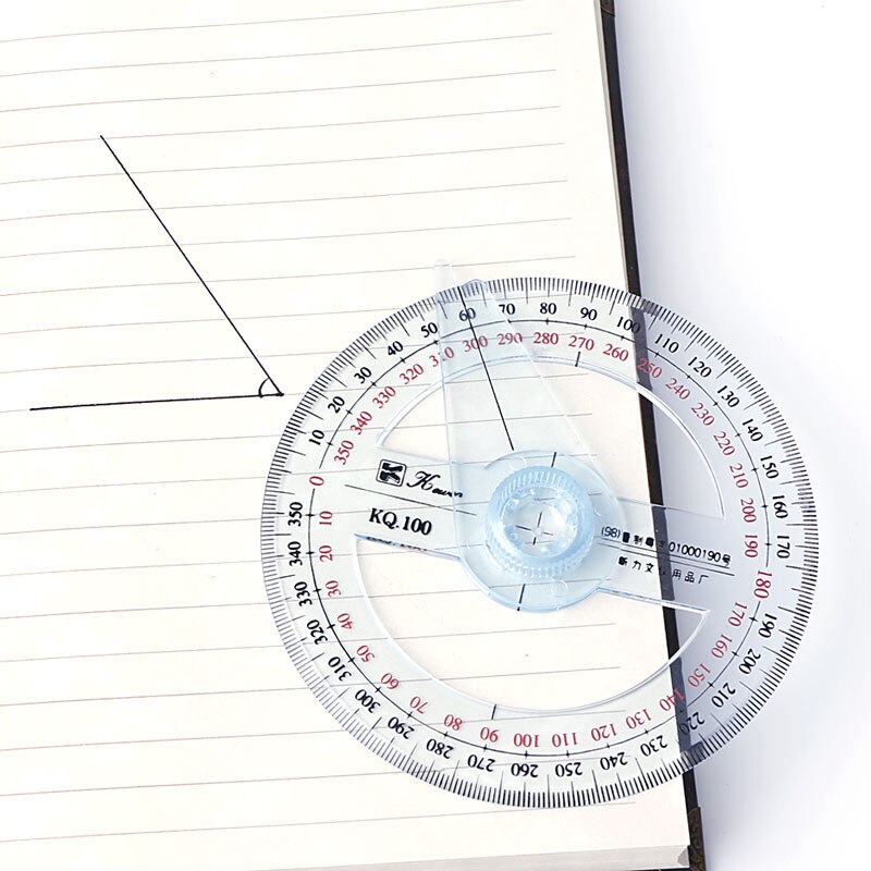 Plastic 360 Degree Protractor Ruler Angle Finder Swing Arm School Office Tool