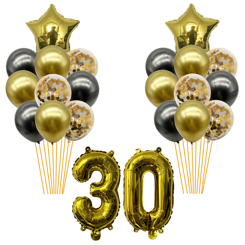 1 bolsa de globos dorados con números 30 40 50 60 años, decoración para de cumpleaños, suministros para de aniversario de cumpleaños para adultos 30 40 50 60: LASER