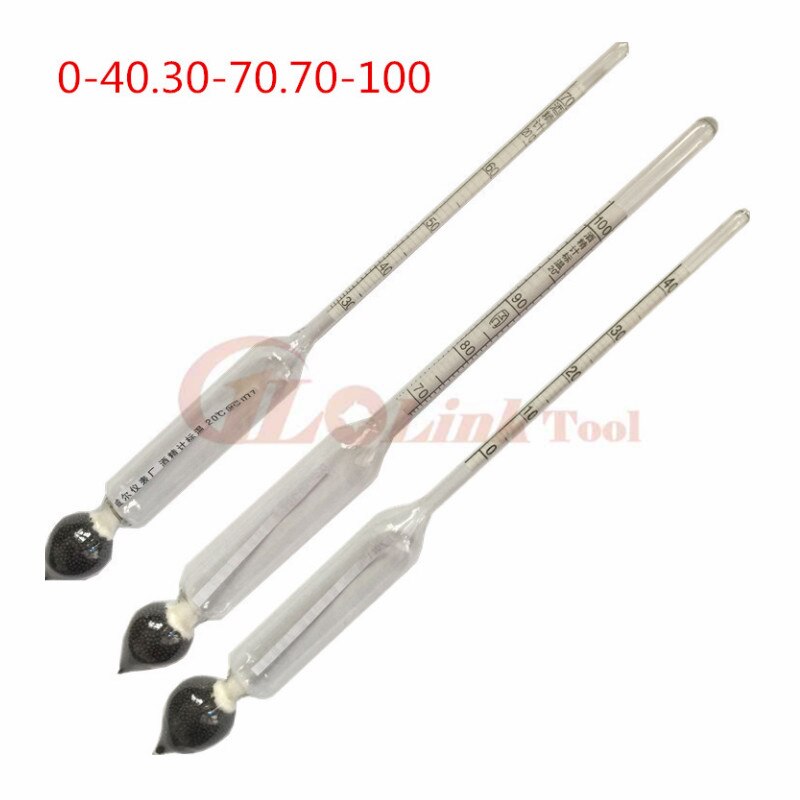 3 Stks/set 0-100% Alcoholometers Tester Professionele Concentratie Meter Hydrometer Met Thermometer 2 Stijlen