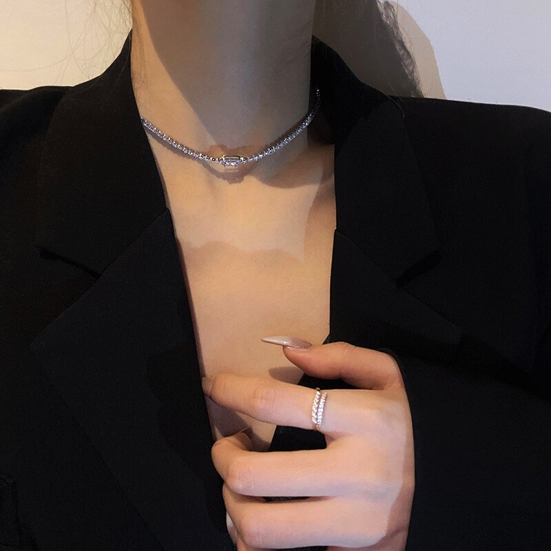 Trendy Exquisite 14K Real Gold Plated Geometrische Vierkante Zirkoon Ketting Voor Vrouwen Meisje Sieraden Aaa Zirkoon