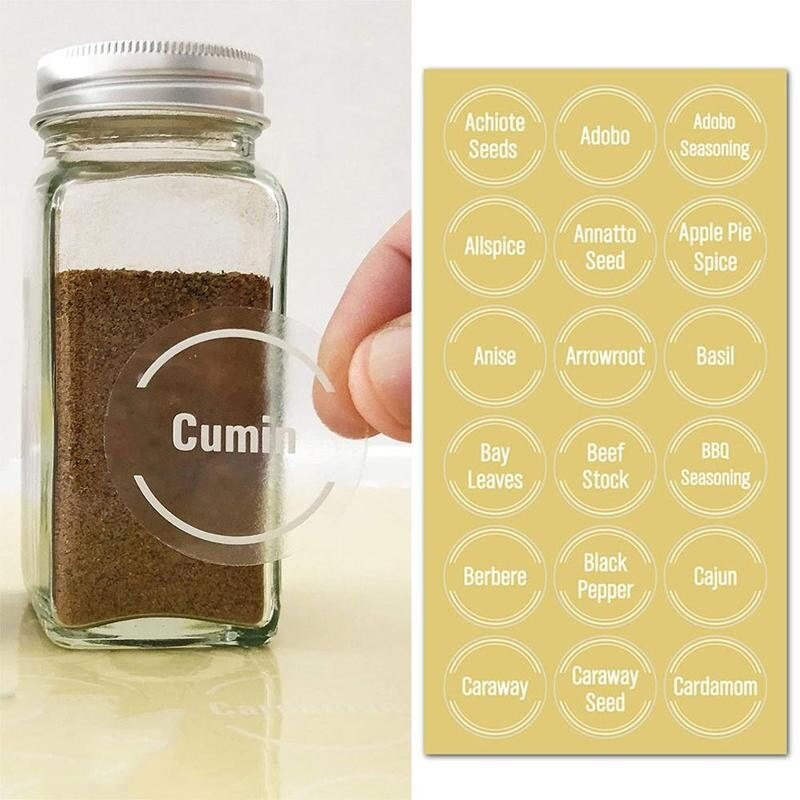 144pcs Transparent Waterproof Label For Kitchen Jars Fragrance Bottle Food Storage Box Container Clear Stickers Item Mark Tool
