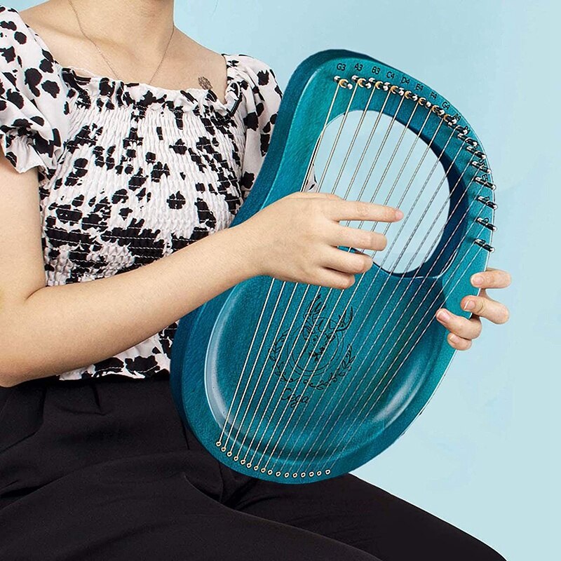 Cega Lyre Harp,16 Strings Harp Mahogany Lyre Harp,Portable Stable Sound Harp for Instrument Lovers Beginners