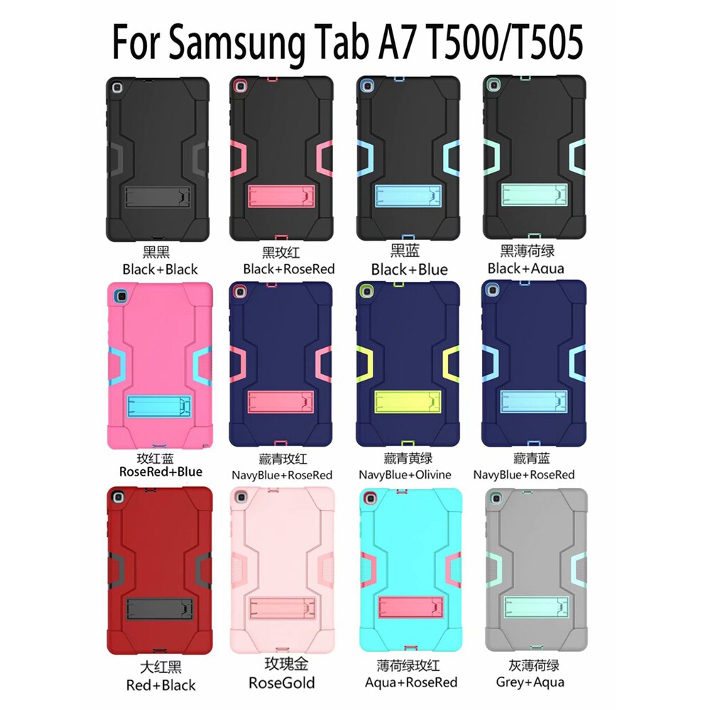 Do Samsung Galaxy Tab A7 10.4 2020 SM-T500 SM-T505 Case odporny na wstrząsy dzieci bezpieczne PC Silicon Hybrid Stand Full Body Tablet Cover