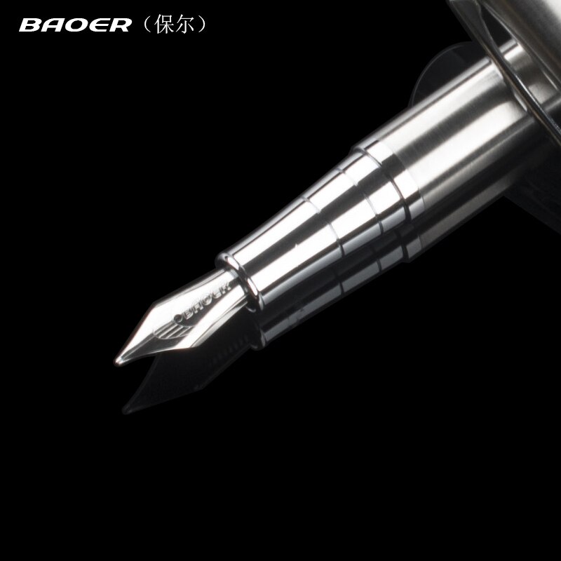 BAOER 3035 de negocios de acero inoxidable pluma de tinta y caja de lápices Escuela de lujo Oficina papelería pluma de metal Nib