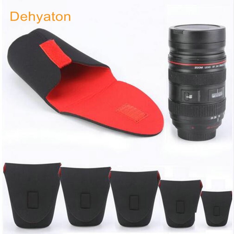 Funda protectora de neopreno suave para fotos, bolsa protectora DSLR negra para lente de cámara, suave, corta, S, M, L, XL, alargada