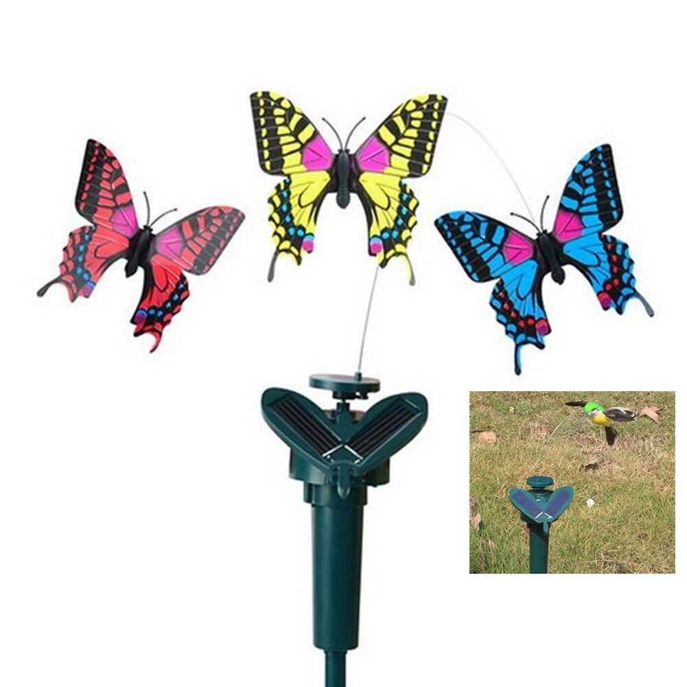 Novelty Vibration Solar Power Stimulator Butteryfly Dancing ABS Rotatable Garden Decoration
