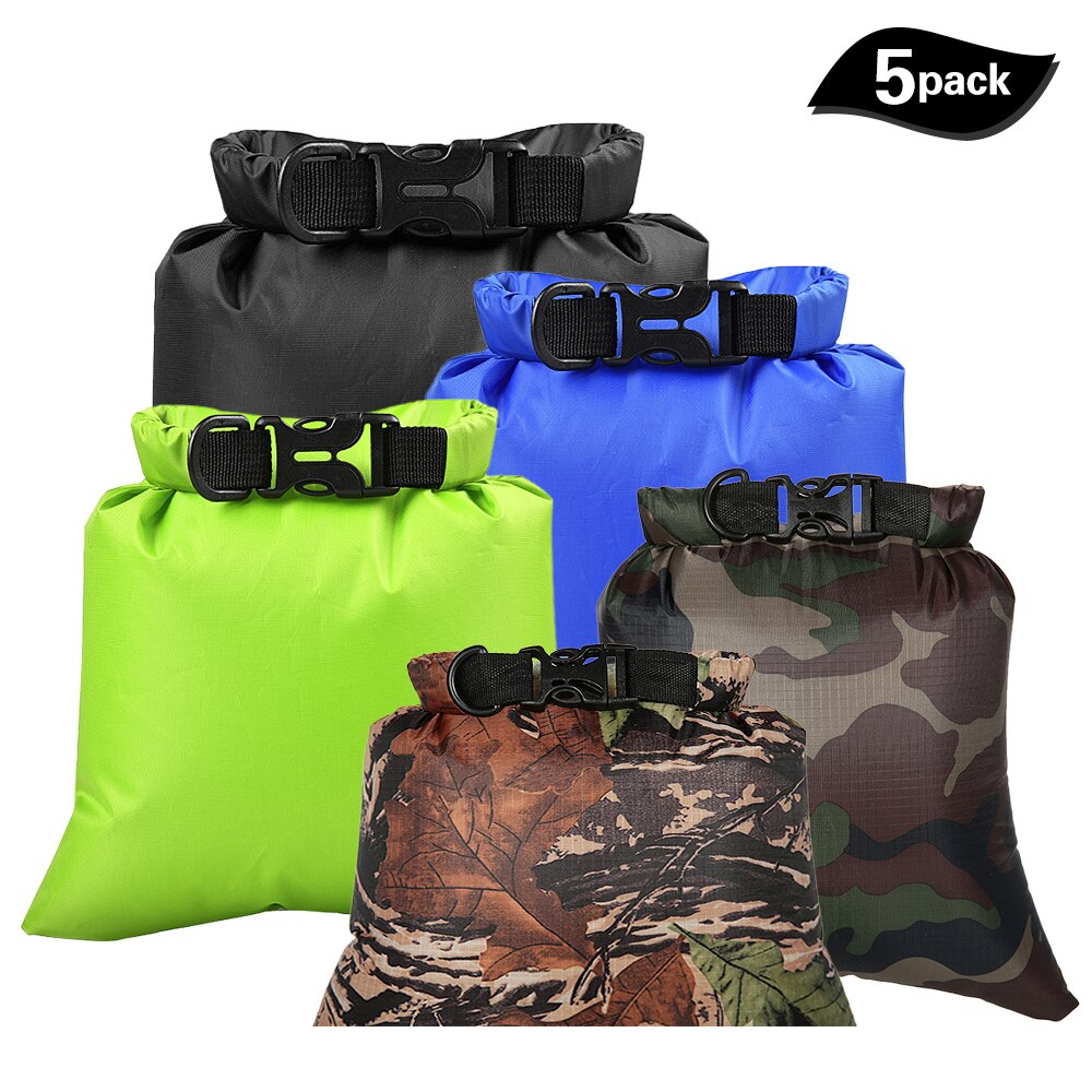 TOMSHOO 5 Pcs Swimming Waterproof Storage Bags Dry Sacks Pack Camera Storage Bags Boating Drifting Outdoor Water Sports Bags: Colorful 3