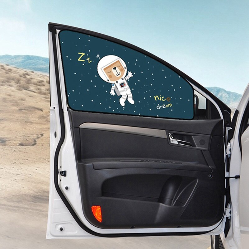 Cartoon Astronaut/Dolphin/Lavender/Tropical Rainforest/Van Gogh Starry Sky Magnetic Car Cover Sunshade Curtain Window Sun Visor