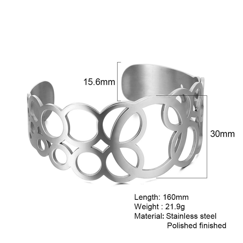 LIKGREAT, brazaletes huecos de acero inoxidable para mujer, brazalete abierto grande y ancho, brazalete Matel, pulsera femenina, pulsera joyería de para mujer
