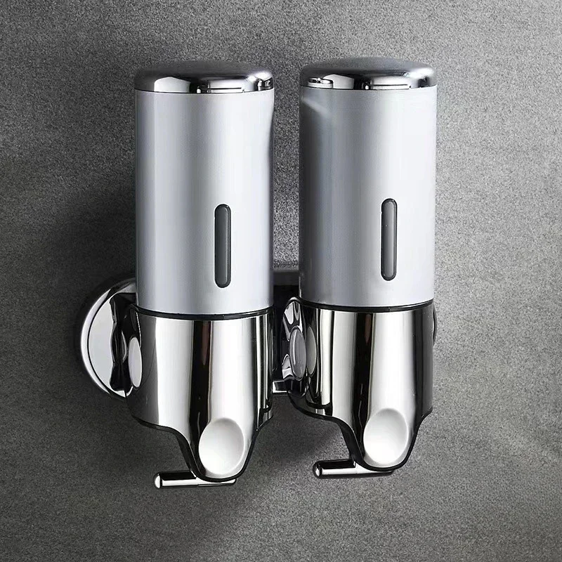 Dispenser di sapone Dispenser di shampoo Hotel Bagno WC Shampoo a parete Gel doccia Press Box Pompa per sapone Barile Liquido a mano: Grigio chiaro